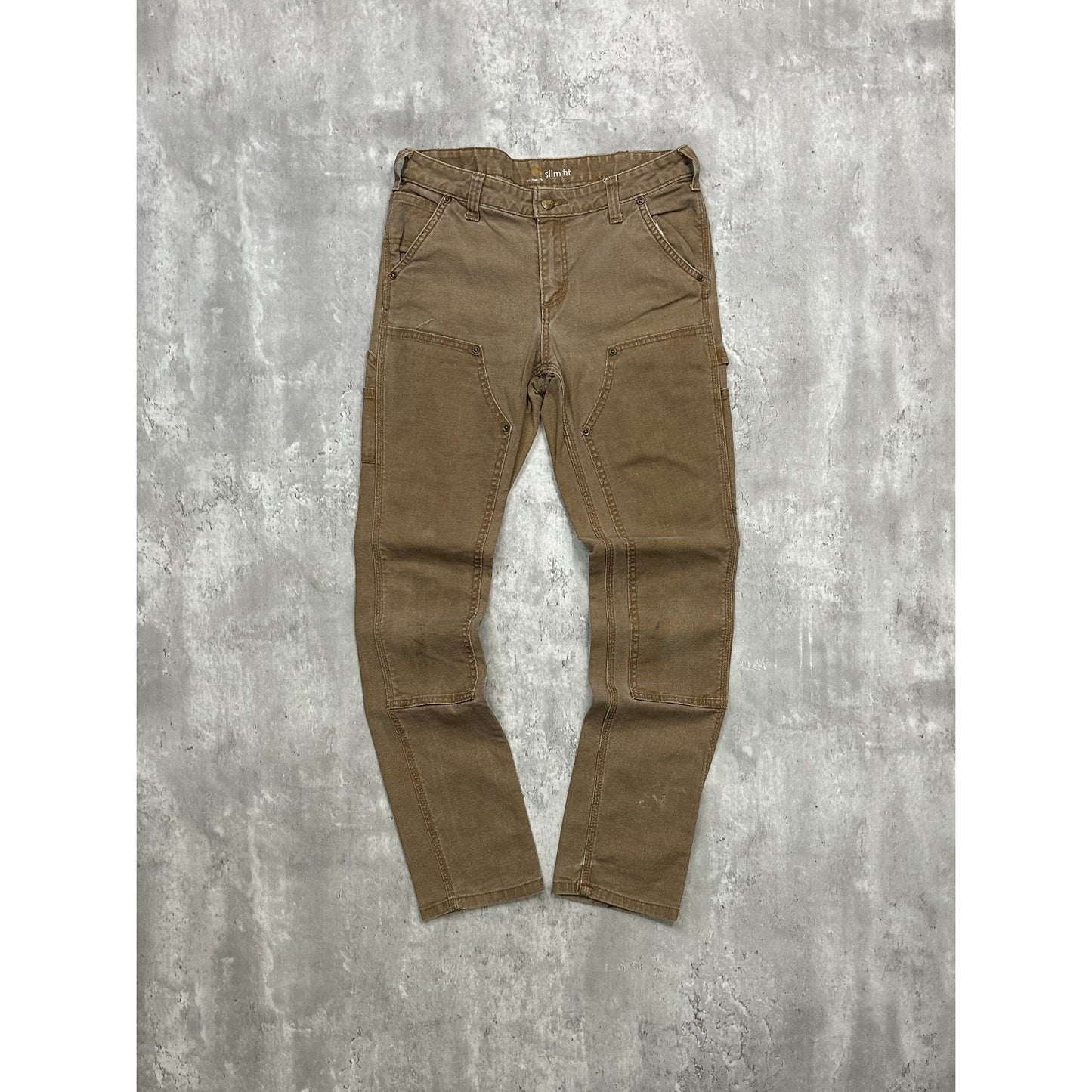 Carhartt Womens Slim Fit Canvas Workwear Double Knee Carpenter Pants Sz 30 Beige