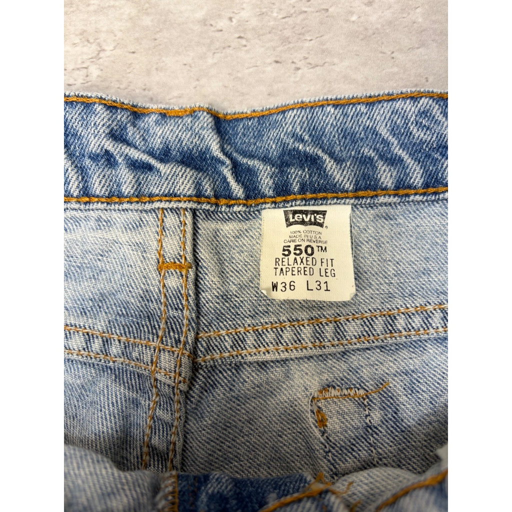 Vintage Levis 550 Red Tab Relaxed Fit Medium Wash Denim Pants Size 34