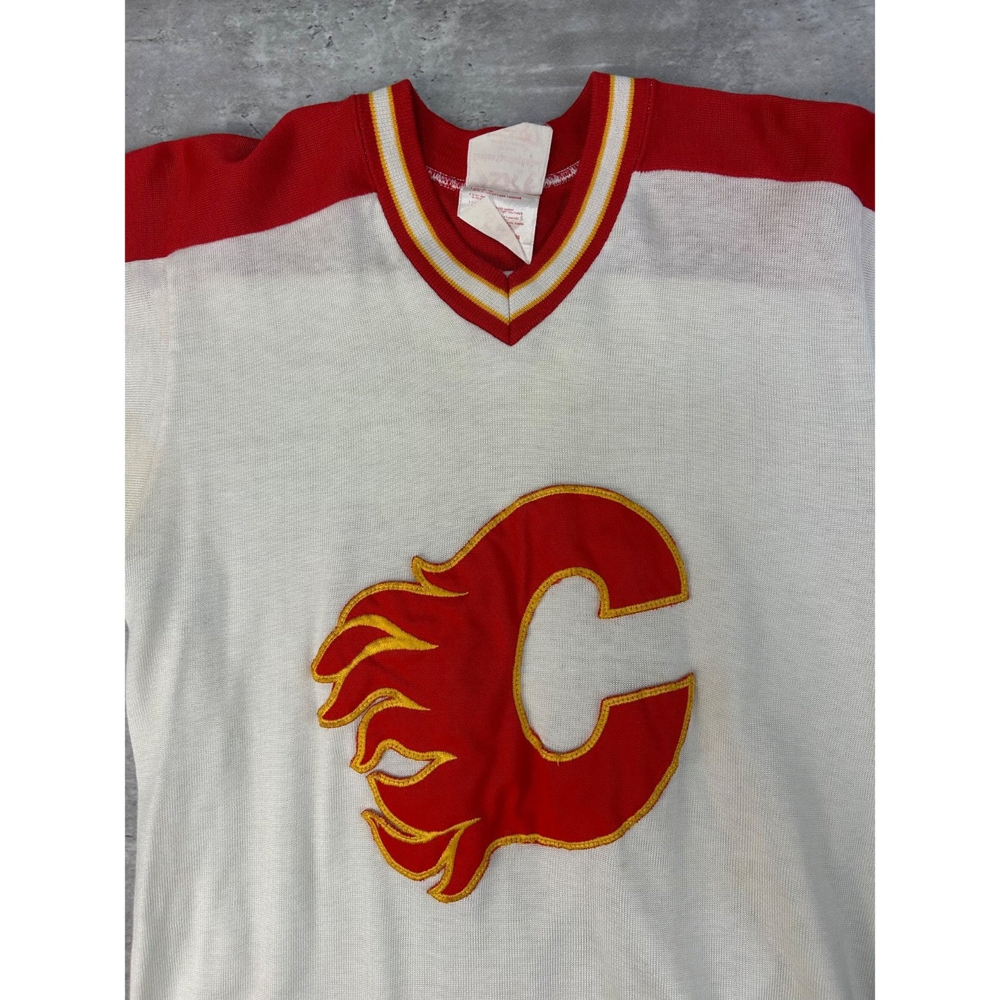 Vintage 70s/80s Calgary Flames NHL Stitched Hockey Jersey Size Small
