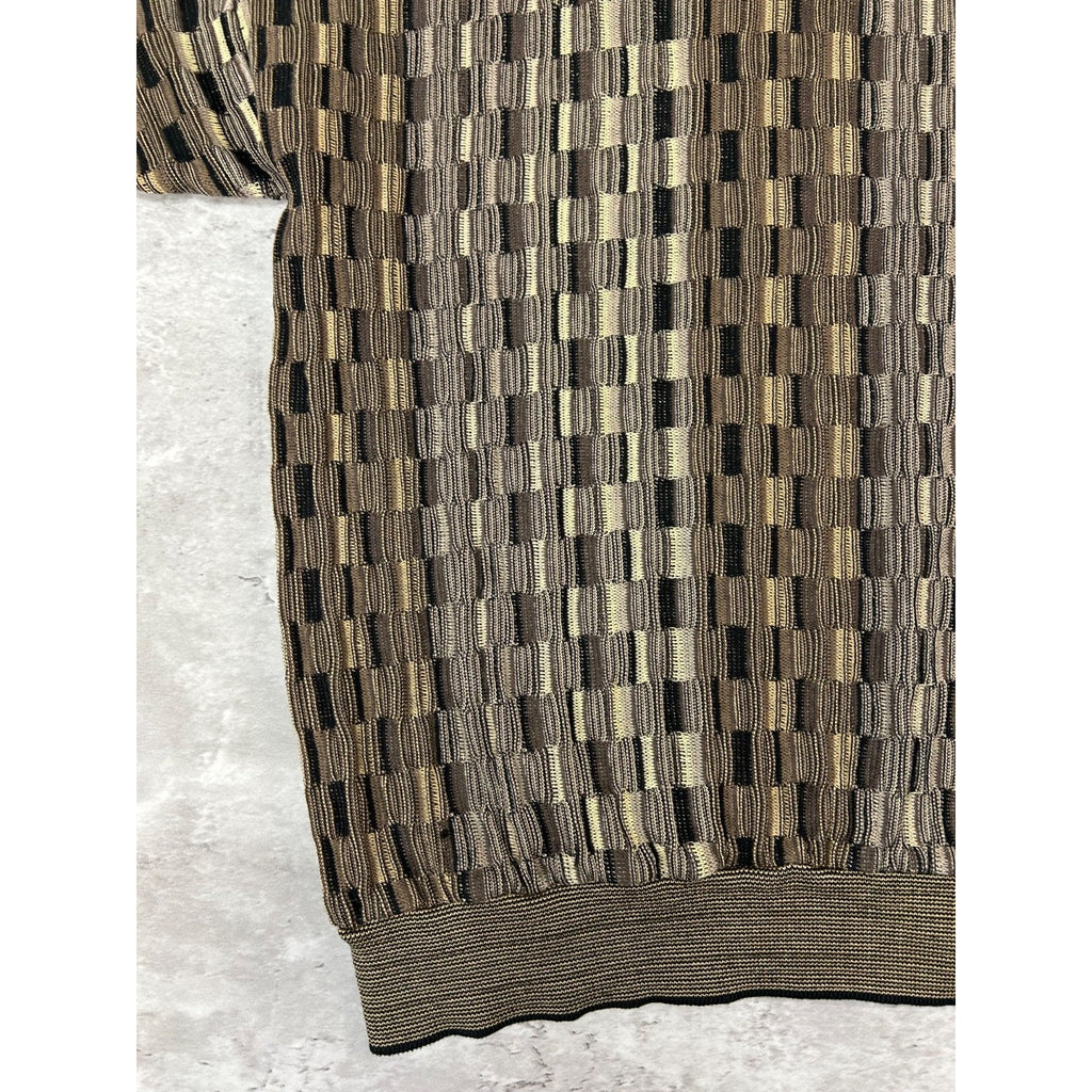 Vintage 90s Tundra 3D Checkered Print Pullover Lightweight Knit Sweater Sz Large