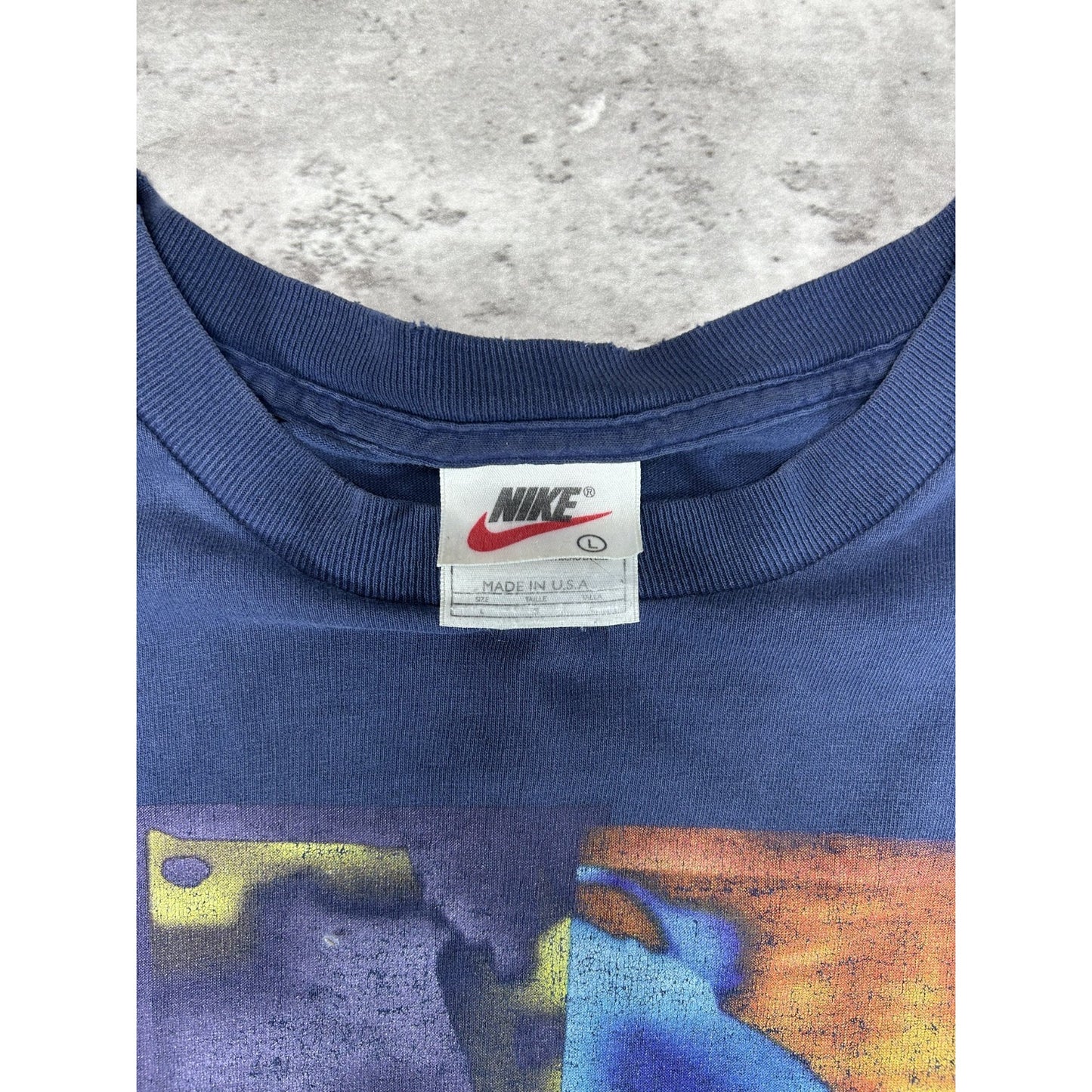 Vintage 90s Nike Abstract Swoosh Graphic Long Sleeve T-Shirt Size Large Blue