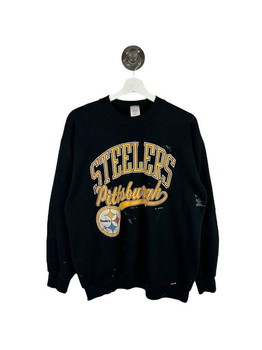 Vintage 1990 Pittsburgh Steelers NFL Graphic Spell Out Logo 7 Sweatshirt Sz XL