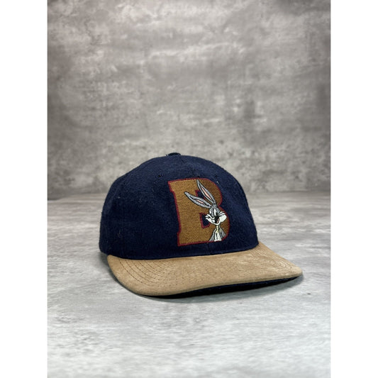 Vintage 90s Looney Tunes Bugs Bunny Embroidered B Cartoon Snapback Hat OSFA