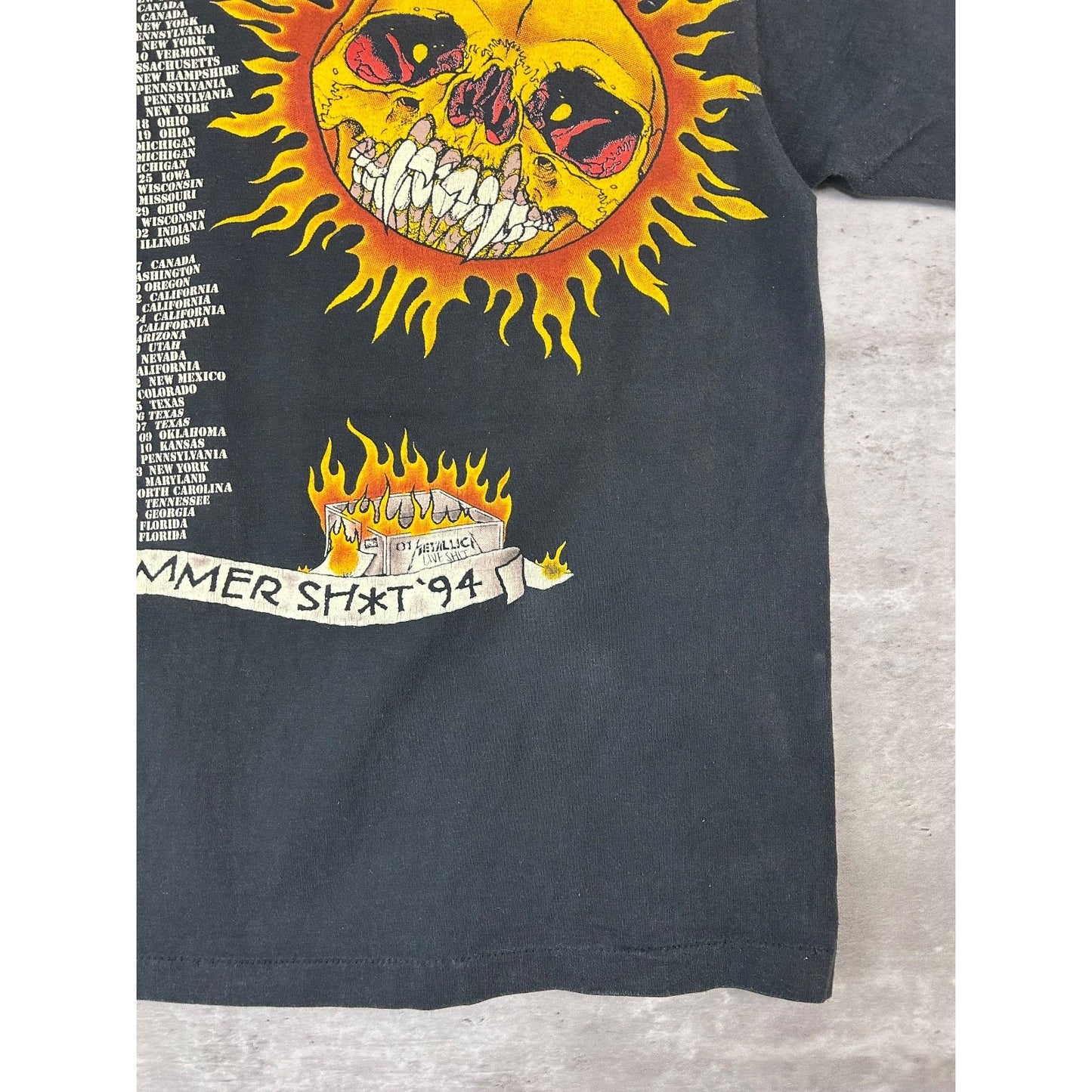 Vintage 1994 Metallica Summer Sh*t Pushead Skull Graphic Rock Music T-Shirt Med