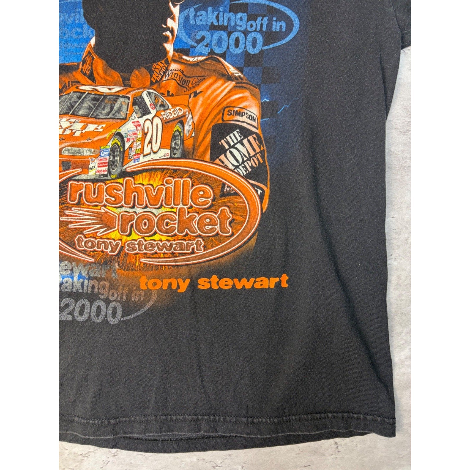Vintage 2000 Tony Stewart Home Depot Racing Nascar Graphic T-Shirt Size Medium