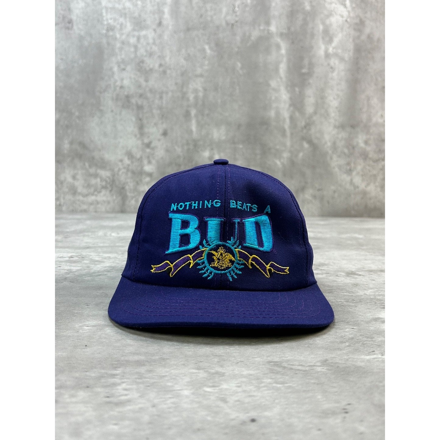 Vintage 90s Budweiser Nothing Beats A Bud Beer Promo Snapback Hat OSFA