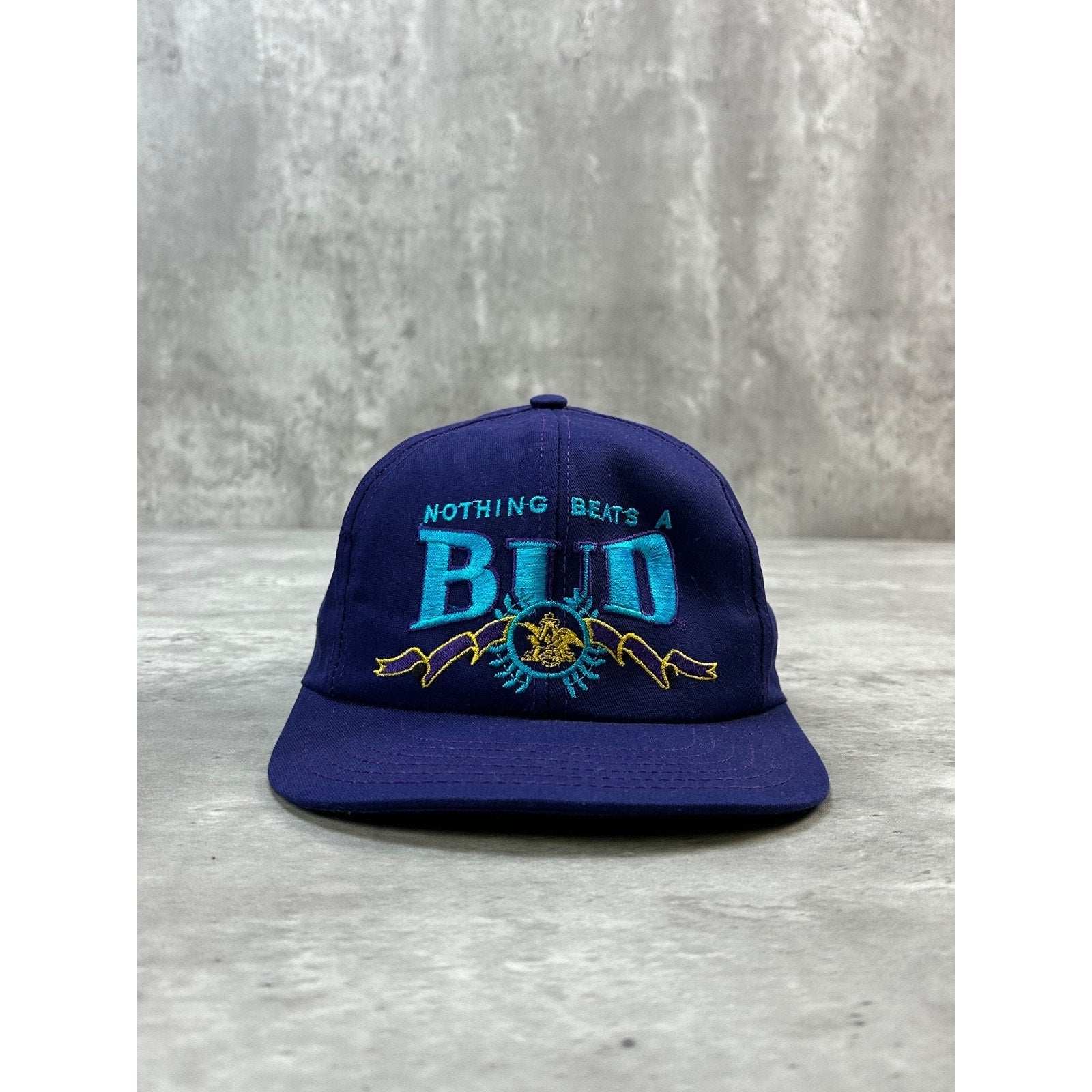 Vintage 90s Budweiser Nothing Beats A Bud Beer Promo Snapback Hat OSFA