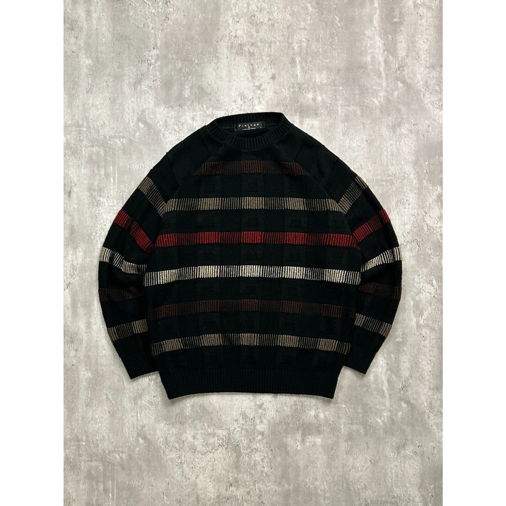Vintage 90s Protege Abstract Striped Pullover Knit Sweater Size Large
