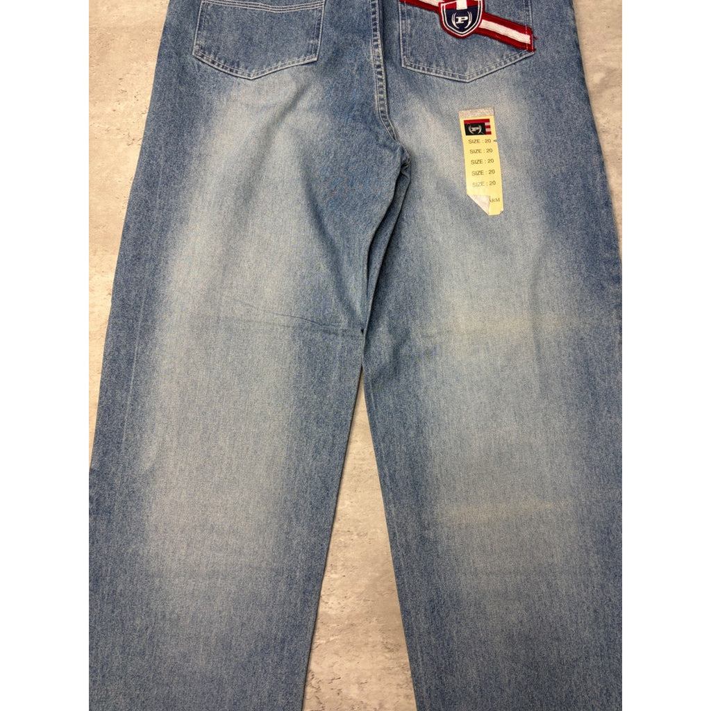 Vintage Y2K Womens Phat Farm Embroidered Logo Medium Wash Denim Pants