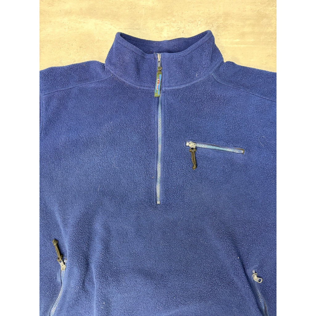 Vintage L.L. Bean 1/2 Zip Pullover Fleece Navy Blue Sweatshirt Size 2XL