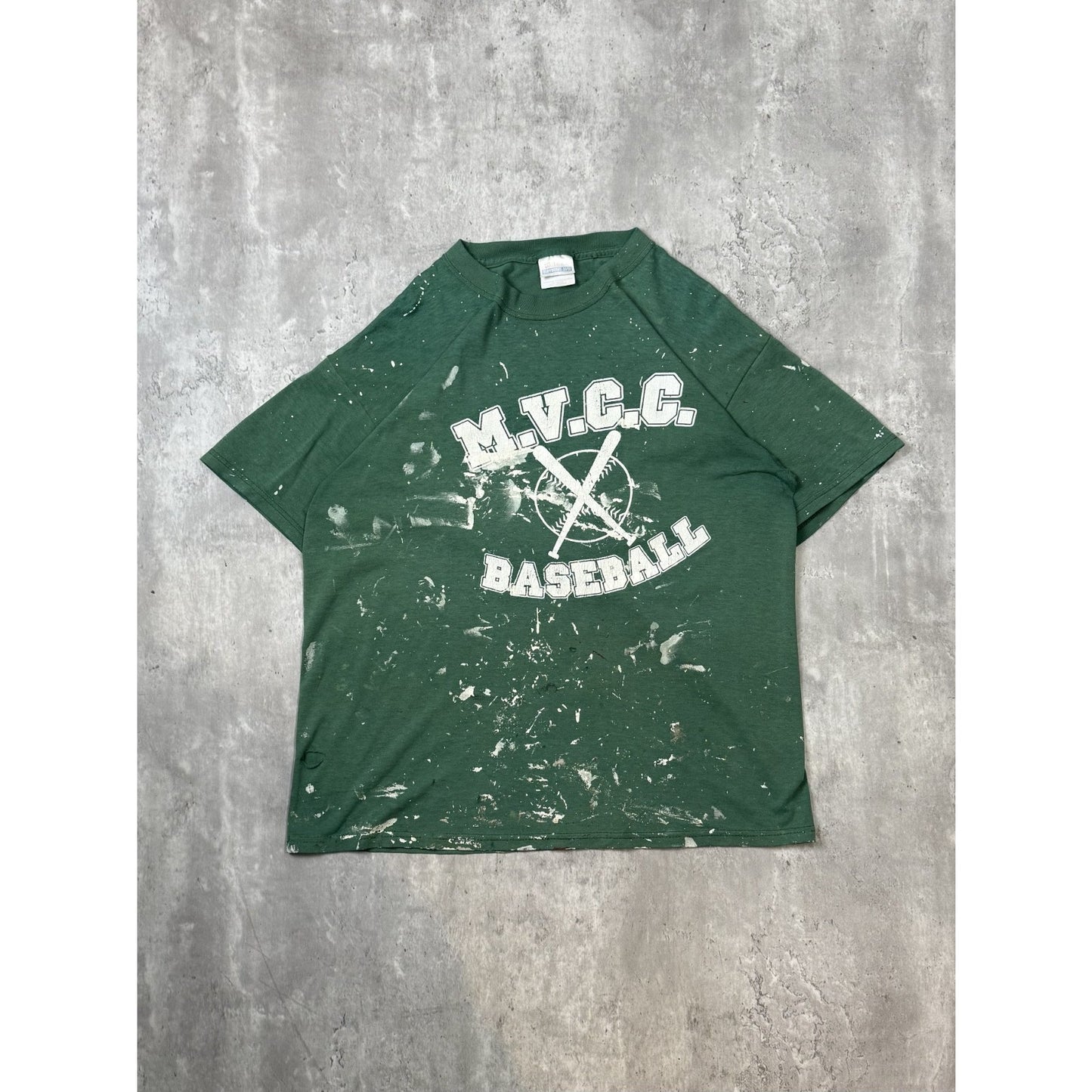 Vintage 90s M.V.C.C Baseball Collegiate Graphic Spellout T-Shirt Size Large