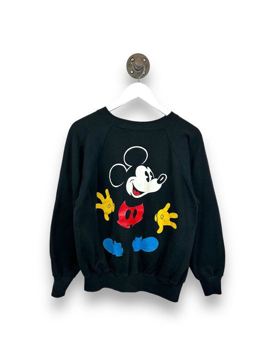 Vintage 80s Disney Mickey Mouse Big Graphic Character Sweatshirt Sz Large Black