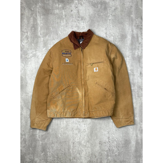 Vintage 90s Carhartt Blanket Lined Canvas Workwear Detroit Jacket Size XL Beige