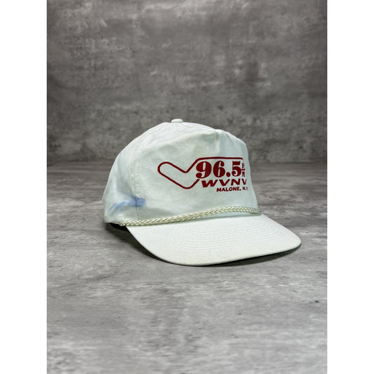 Vintage 90s 96.5 WVNV Radio Station Promo Graphic Snapback Hat OSFA White