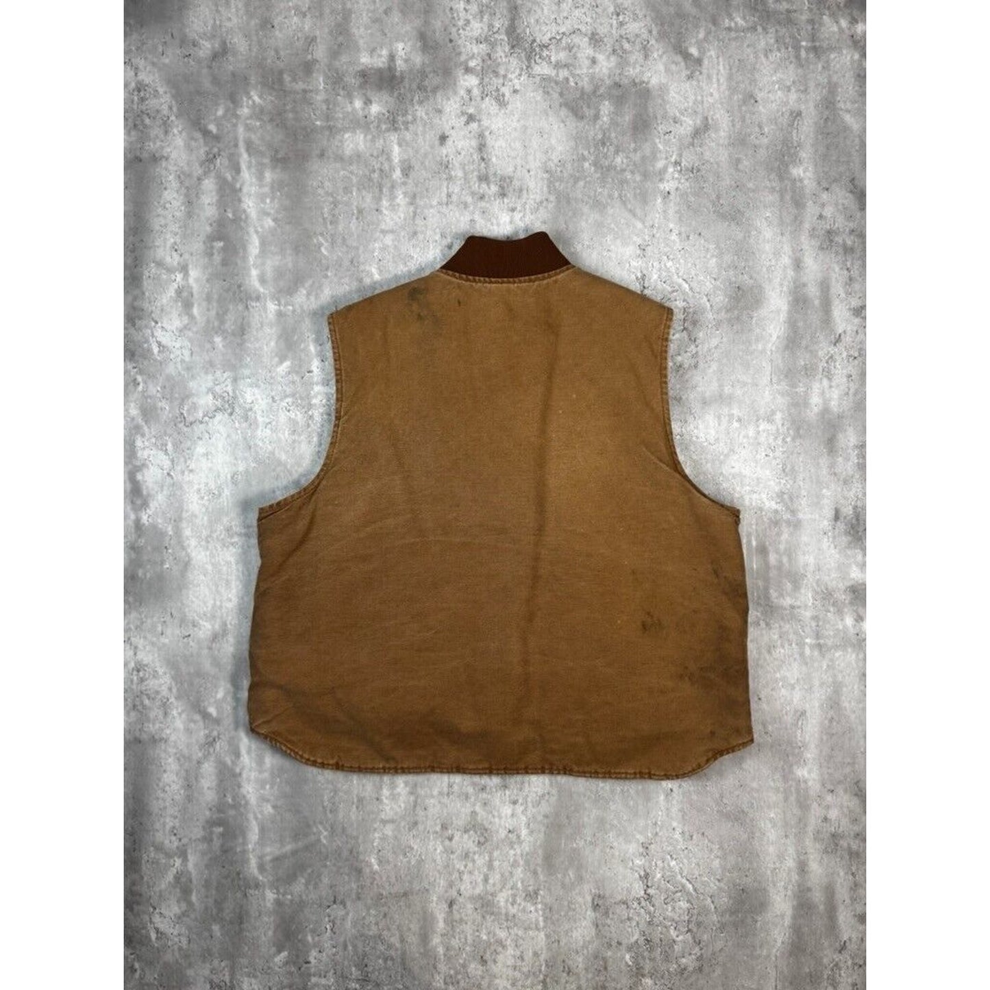 Vintage Carhartt Quilted Lined Canvas Work Wear Vest Size XXL V02 BRN