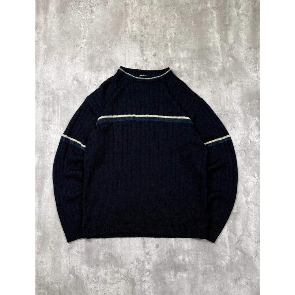 Vintage Canda Striped Ribbed Pullover Knit Sweater Size Large