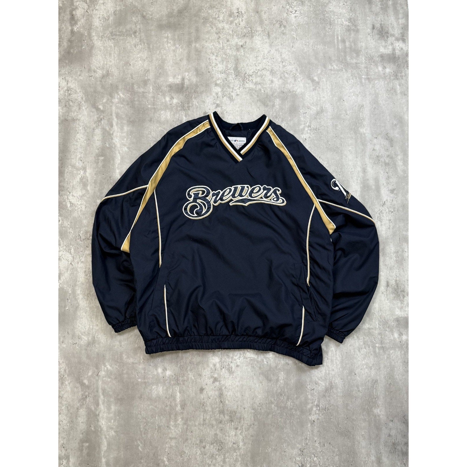 Vintage Milwaukee Brewers MLB Embroidered Pullover Baseball Jacket Size Large