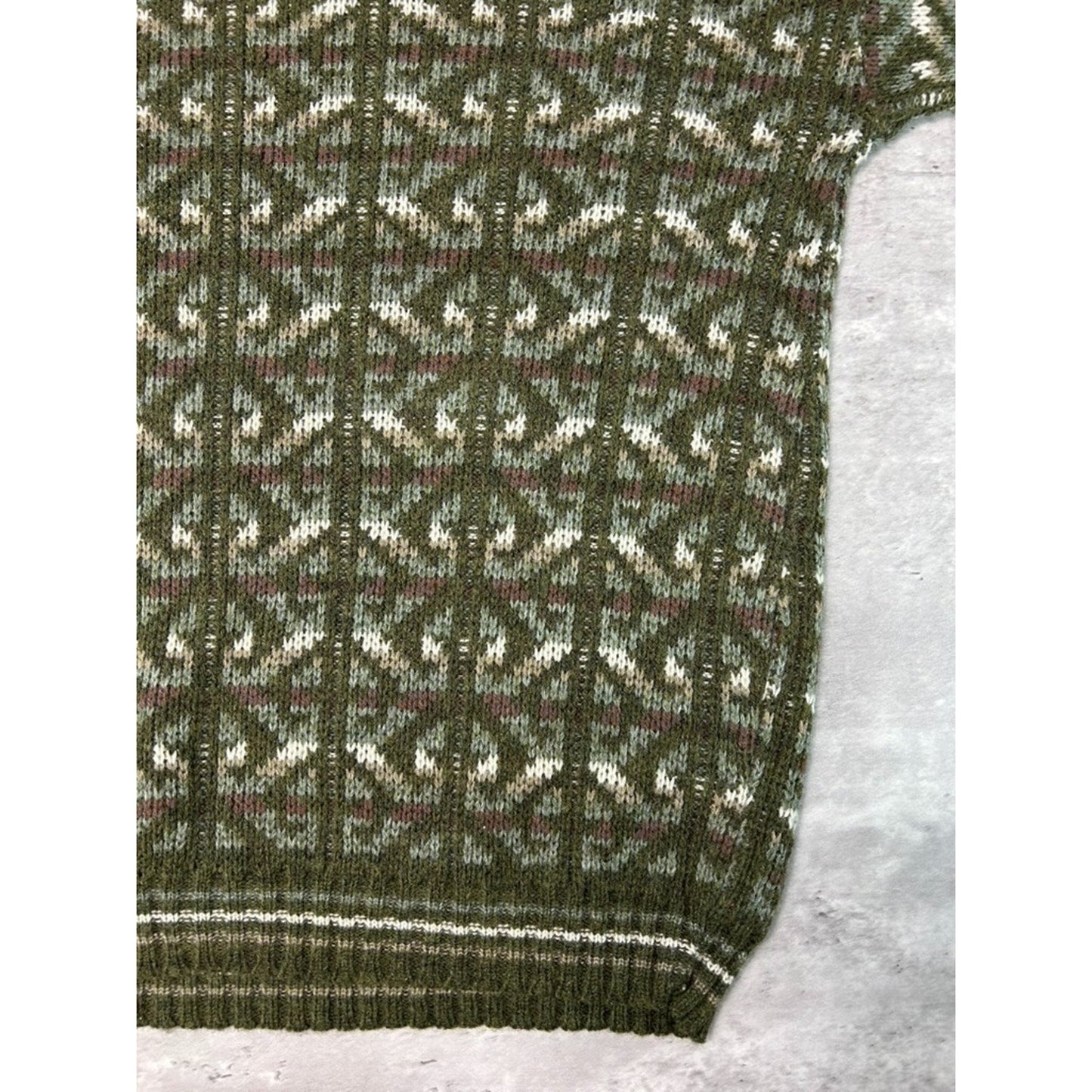 Vintage 90s Scandia Abstract Striped Print Pullover Knit Sweater Size Medium