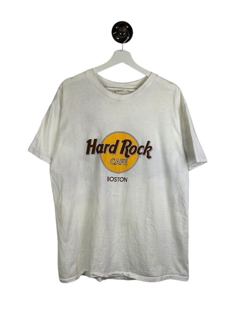 Vintage 90s Hard Rock Cafe Boston Destination Graphic T-Shirt Size XL White