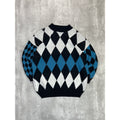 Vintage 80s/90s Yes Diamond Print Pullover Ribbed Knit Sweater Size Medium