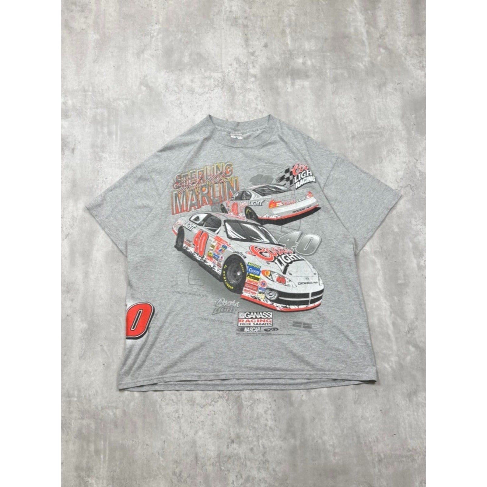 Vintage 2001 Sterling Marlin #40 Nascar Coors Light Racing T-Shirt Size XL