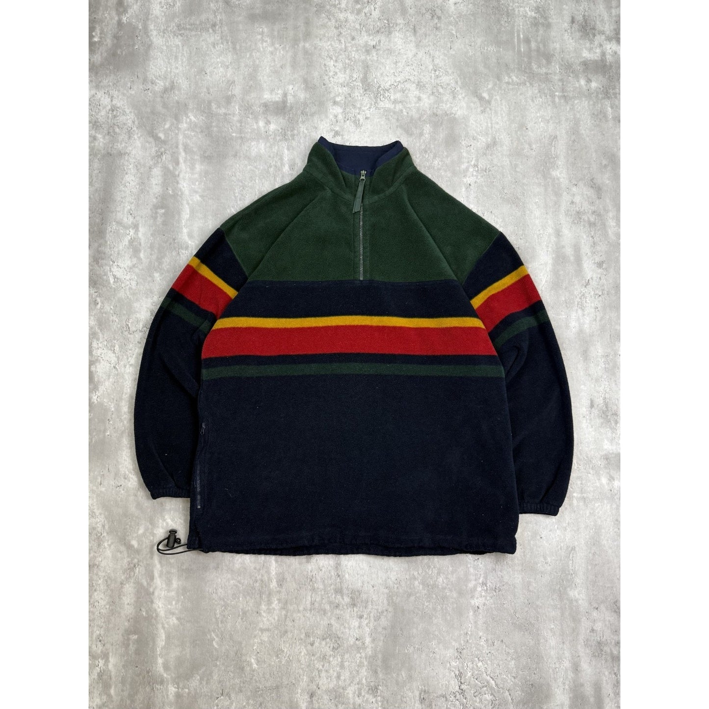 Vintage Trader Bay Striped 3/4 Zip Fleece Sweatshirt Size Large