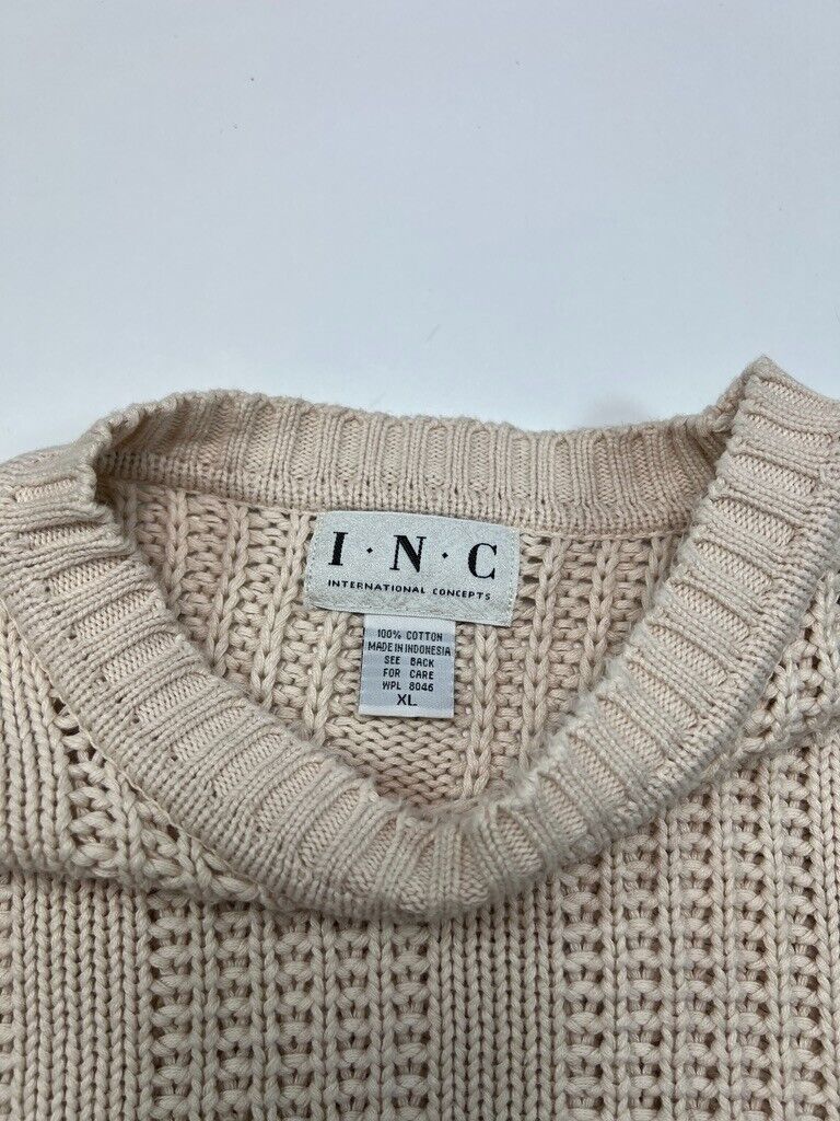 Vintage International Concepts Cable Knit Sweater Size XL Beige