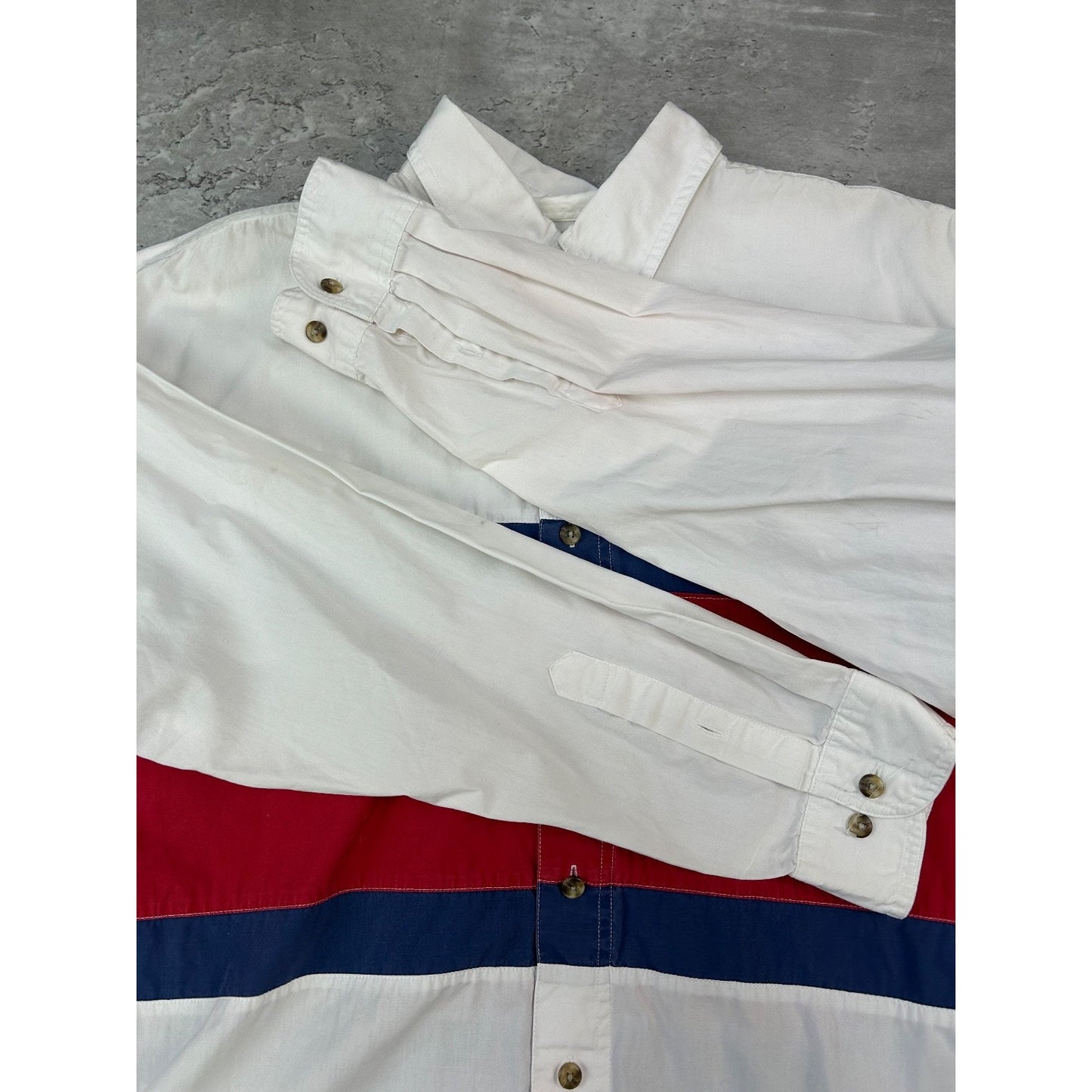 Vintage Eddie Bauer Striped Reworked Cropped Long Sleeve Button Up Shirt Large