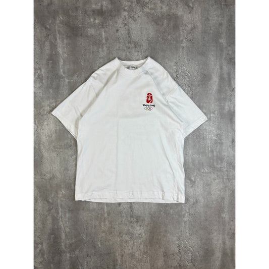 2008 Beijing Olympics Graphic Spellout T-Shirt Size Large White