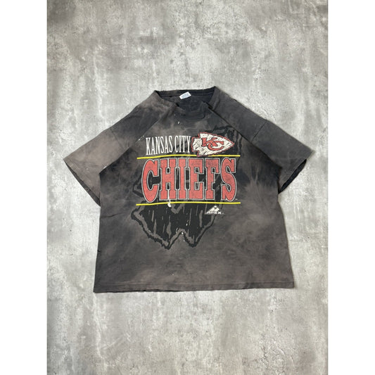 Vintage 90s Kansas City Chiefs NFL Big Graphic Spellout Football T-Shirt Size XL