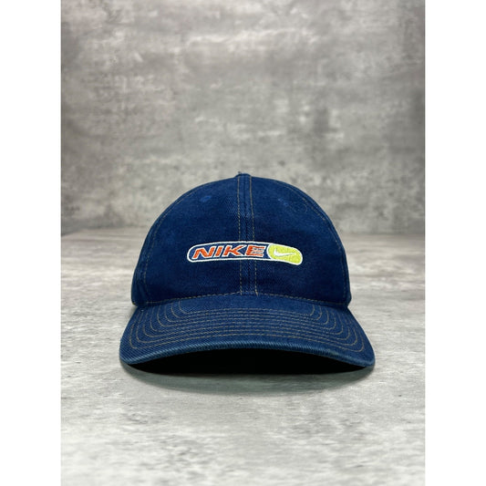 Vintage 2000s Nike Embroidered Swoosh Spellout Snapback Hat OSFA Blue