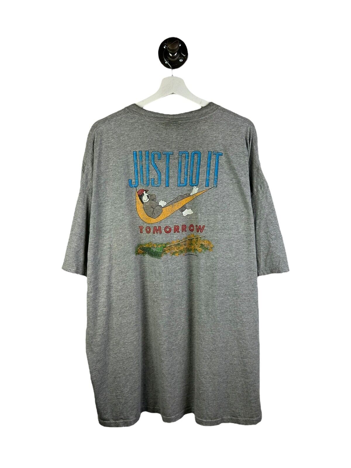 Vintage 2003 Big Dogs Just Do It Tomorrow Parody Graphic T-Shirt Size 3XL Gray