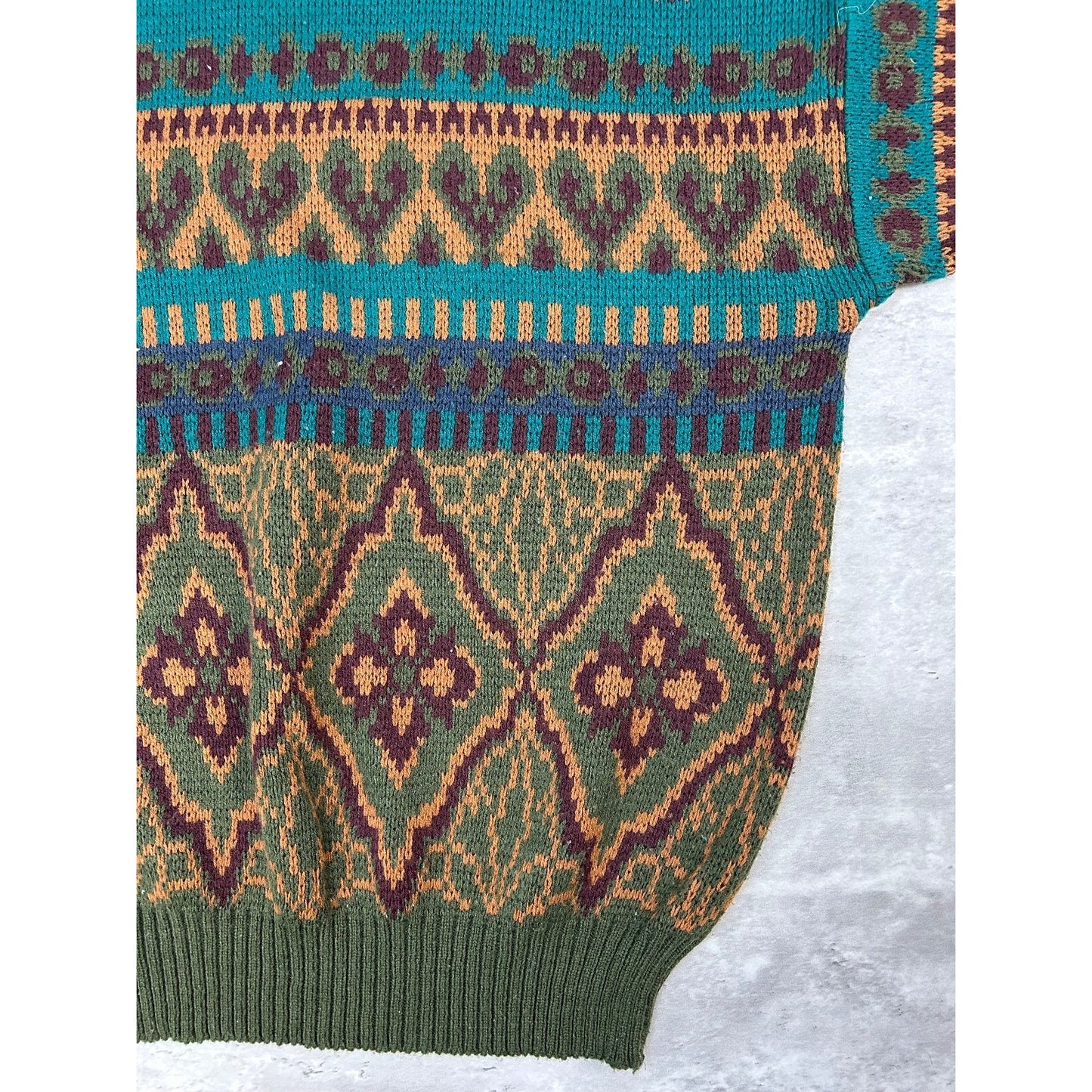 Vintage 90s Celebrity Club Abstract Striped Pullover Knit Sweater Size XL