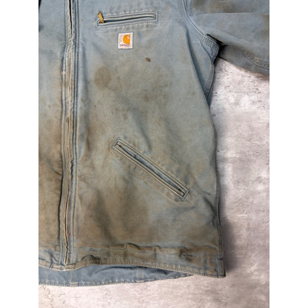 Vintage Womens Carhartt Sherpa Lined Full Zip Hooded Detroit Jacket Size Medium