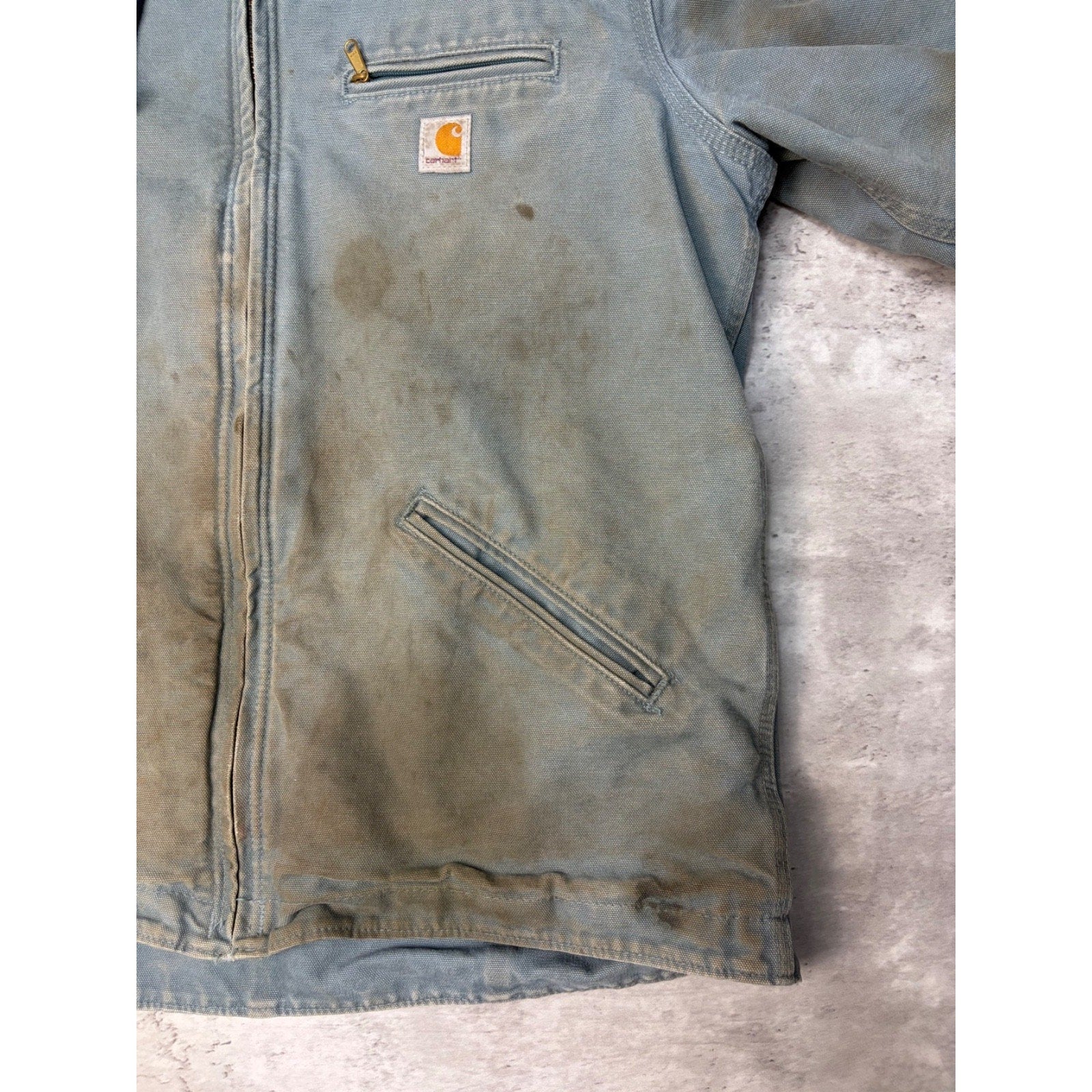 Vintage Womens Carhartt Sherpa Lined Full Zip Hooded Detroit Jacket Size Medium