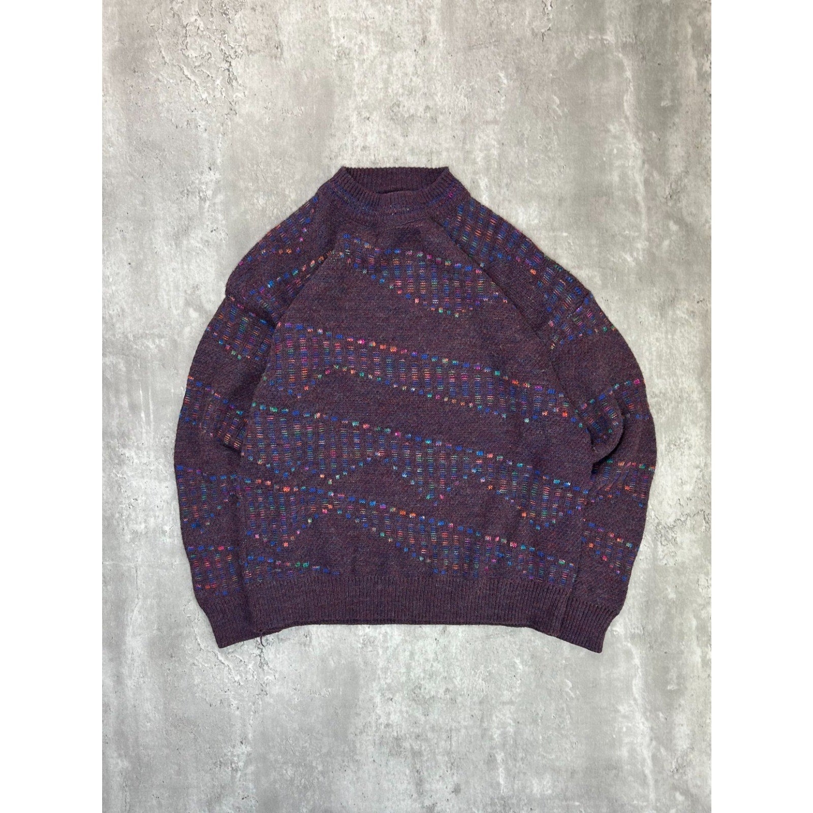 Vintage 90s Slanted Striped Tonal Pullover Knit Sweater Size Large