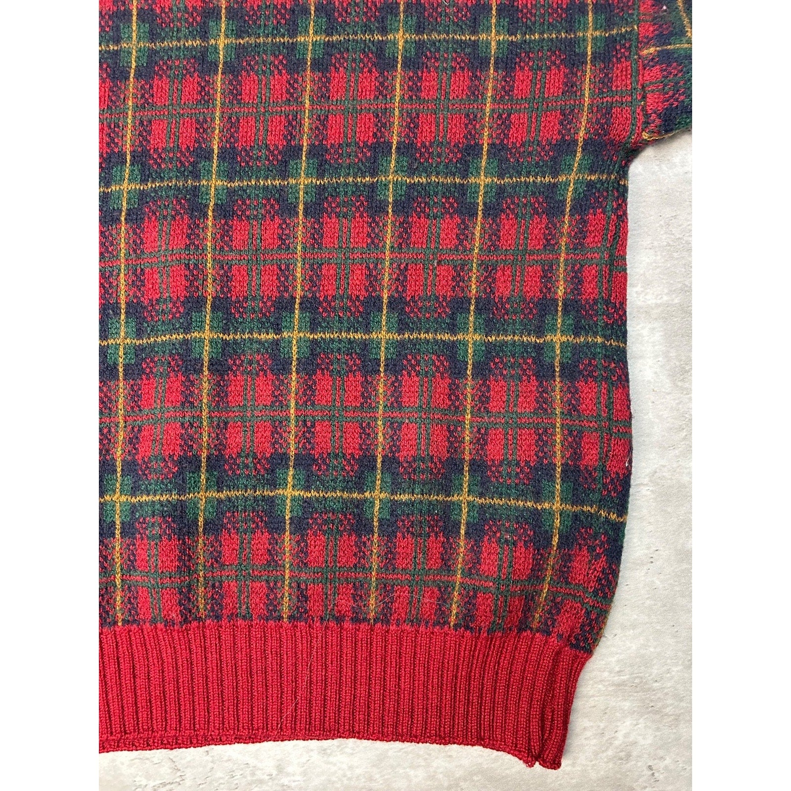 Vintage 90s Eddie Bauer Plaid Print Pullover Knit Sweater Size Large