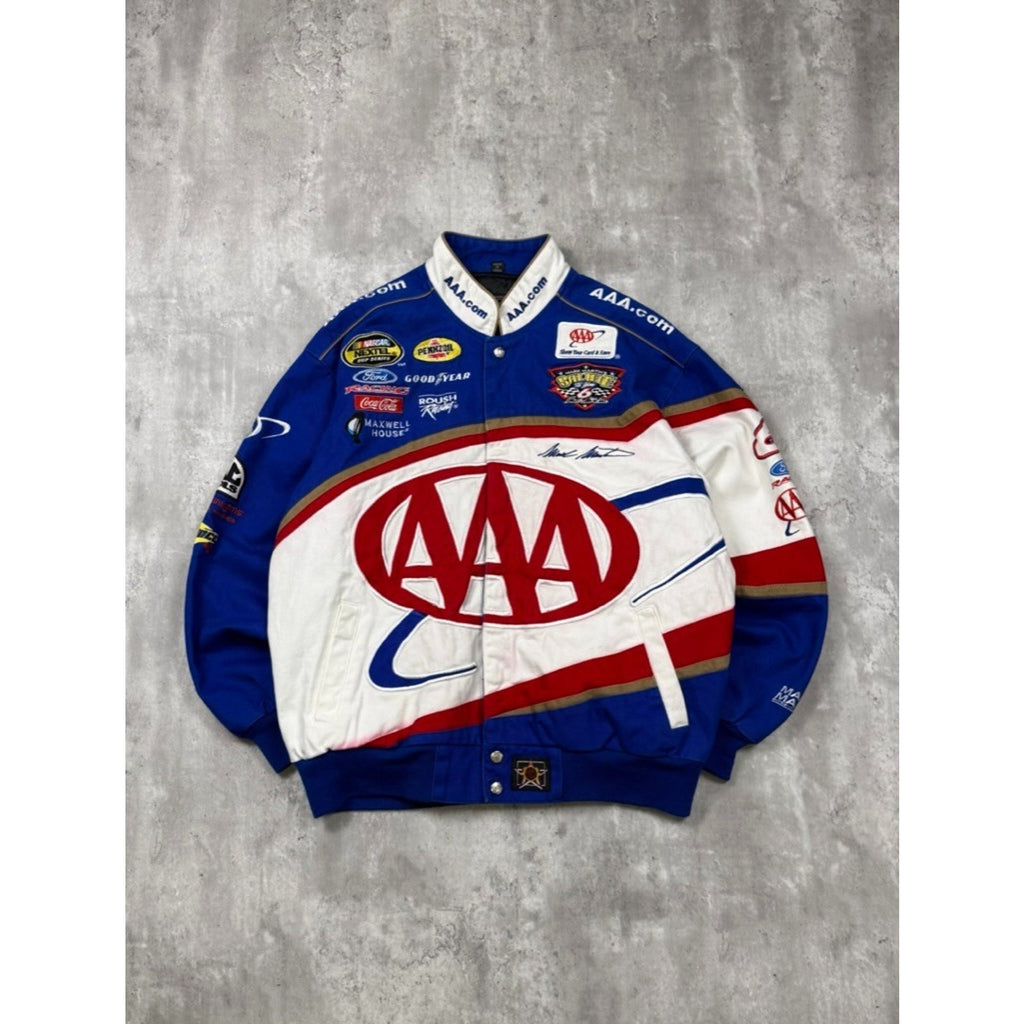 Vintage Mark Martin #6 Nascar AAA Embroidered Racing Jacket Size Medium
