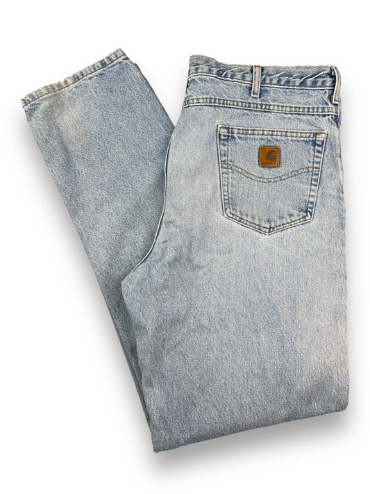 Vintage Carhartt Workwear Relaxed Fit Light Wash Denim Jeans Pants Size 39W