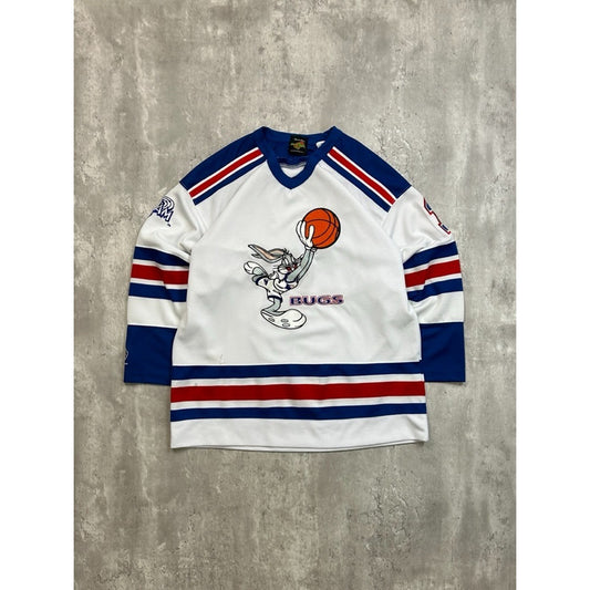 Vintage 1996 Space Jam Bugs Bunny Stitched Movie Promo Hockey Jersey Size Medium