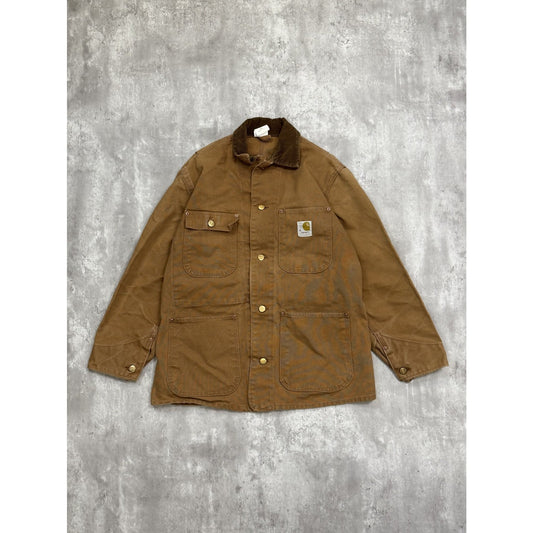 Vintage 1970s Carhartt Canvas Workwear Chore Barn Jacket Size Large Beige