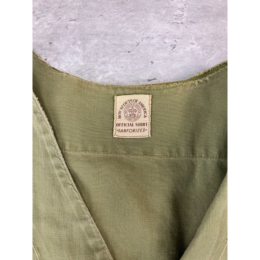 VTG 1950s Boy Scouts Sanforized National Scouts Patch Button Up Shirt Size XL