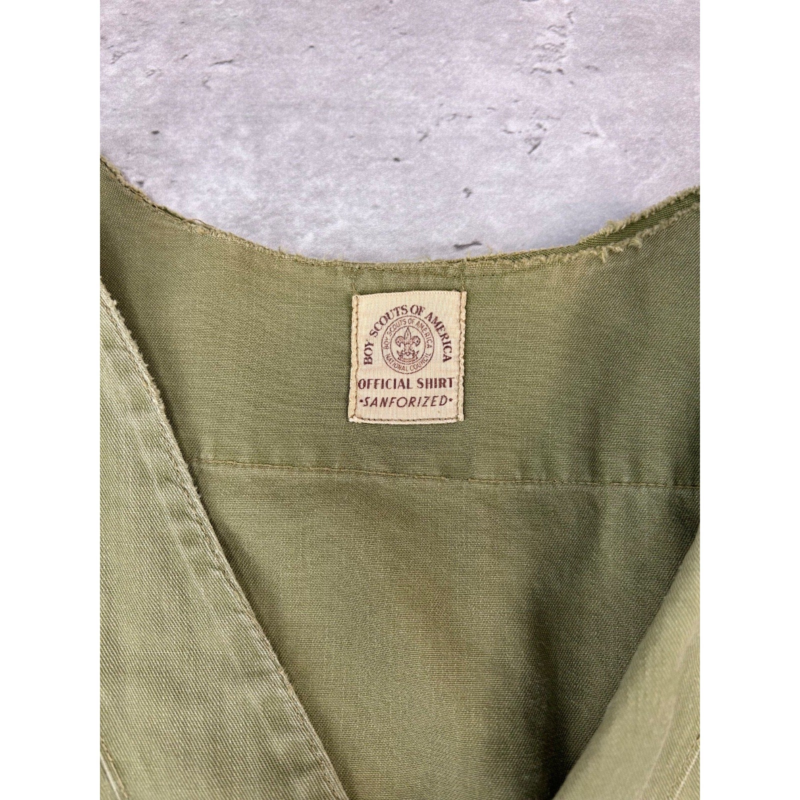 VTG 1950s Boy Scouts Sanforized National Scouts Patch Button Up Shirt Size XL