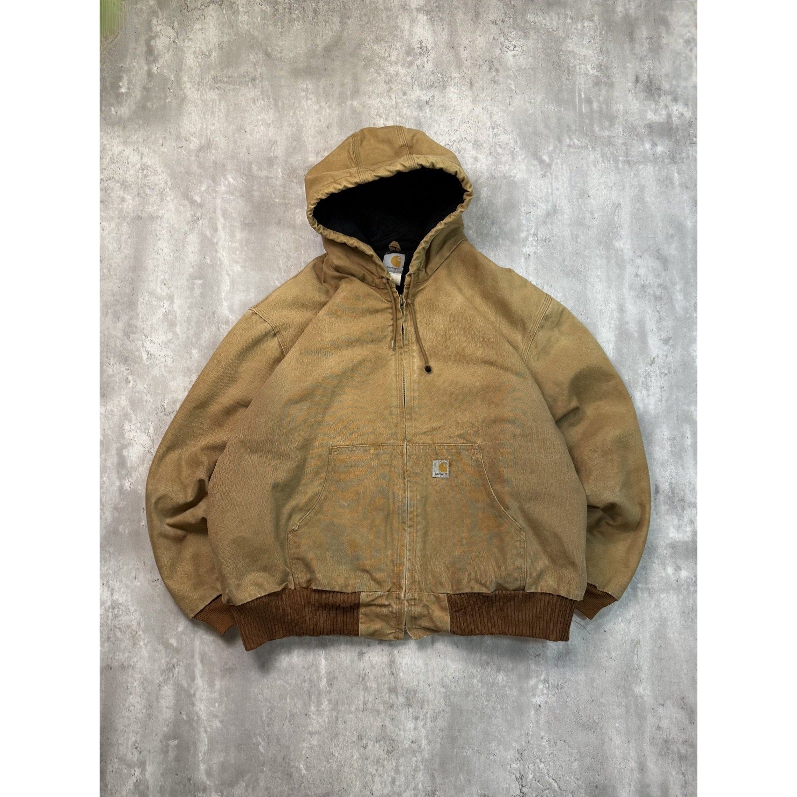 Vintage Carhartt Quilted Lined Canvas Workwear Hooded Active Jacket Size 2XL