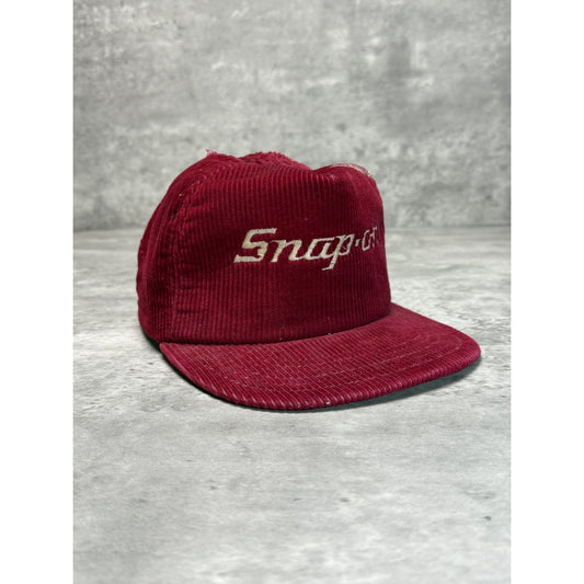 Vintage 80s/90s Snap-On Embroidered Spellout Corduroy Snapback Hat OSFA