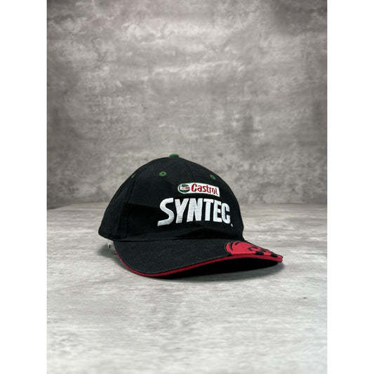 Vintage Castrol Syntec Racing Embroidered Spellout Strapback Hat OSFA Black