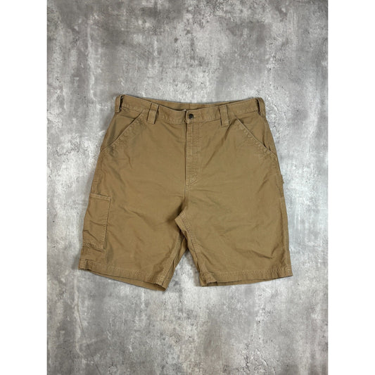 Vintage Carhartt Original Fit Canvas Workwear Carpenter Shorts Size 38 Beige