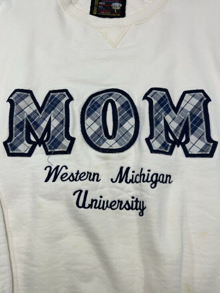 Vintage 90s Western Michigan University Mom NCAA Embroidered Sweatshirt Sz Large