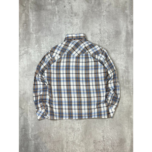 Vintage 1970s/80s JCPenny Plaid Print Reworked Cropped Button Up Shirt Sz Medium