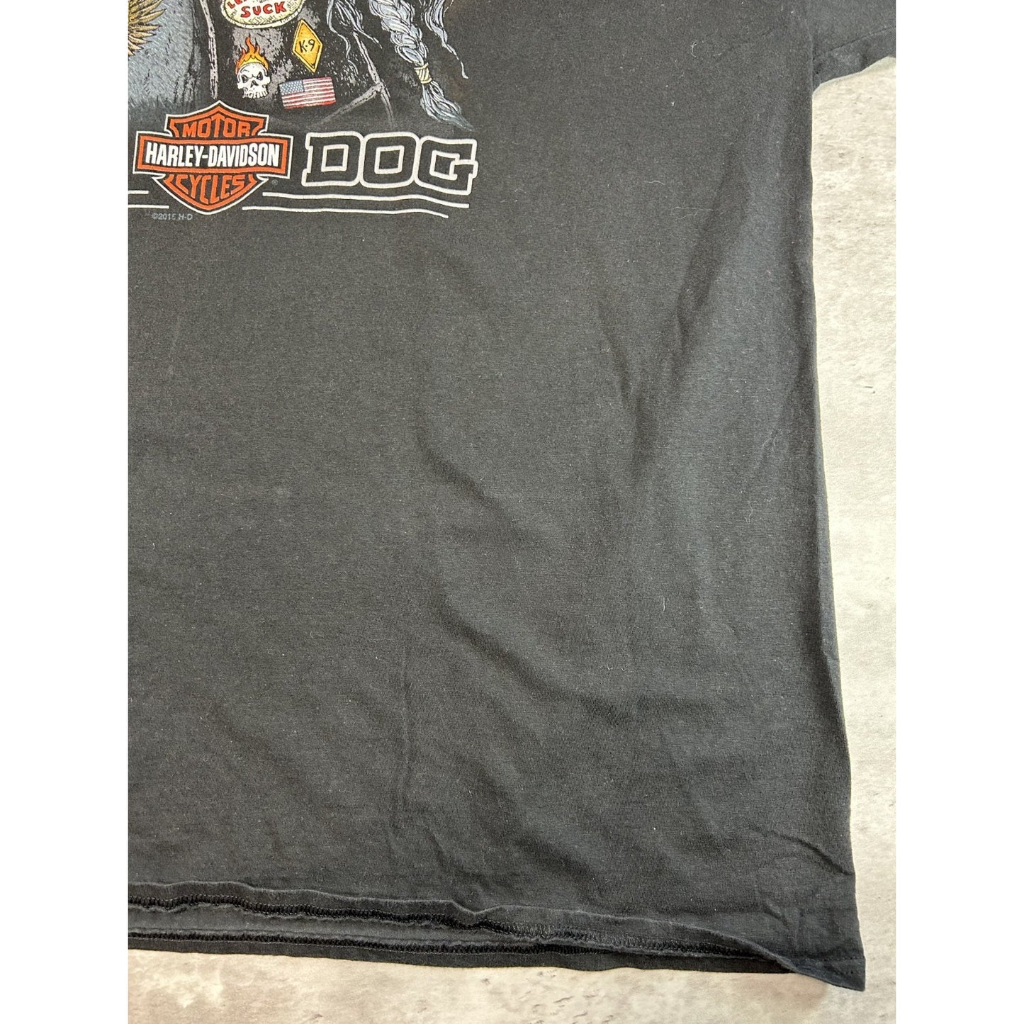 Harley Davidson Motorcycles Bad Dog Cartoon Graphic T-Shirt Size 2XL Black